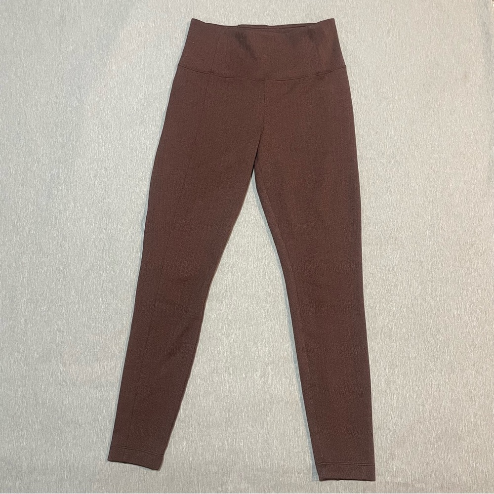 Athleta Delancey Herringbone Tight Brown Leggings Size Small Petite Workwear - Picture 2 of 11
